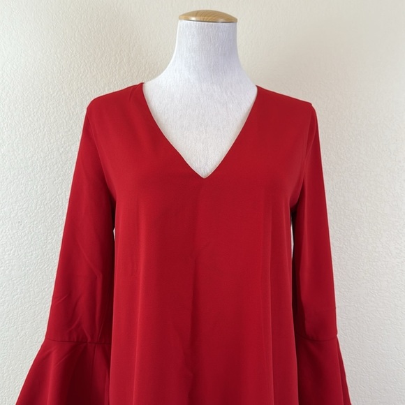 Alice + Olivia Tameika Vibrant Red Trumpet Sleeve Dress Size 8 - Picture 3 of 9